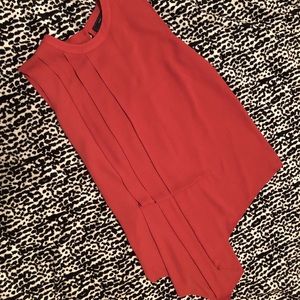 Asymmetrical BCBG Pleated Coral Pink Tank Top